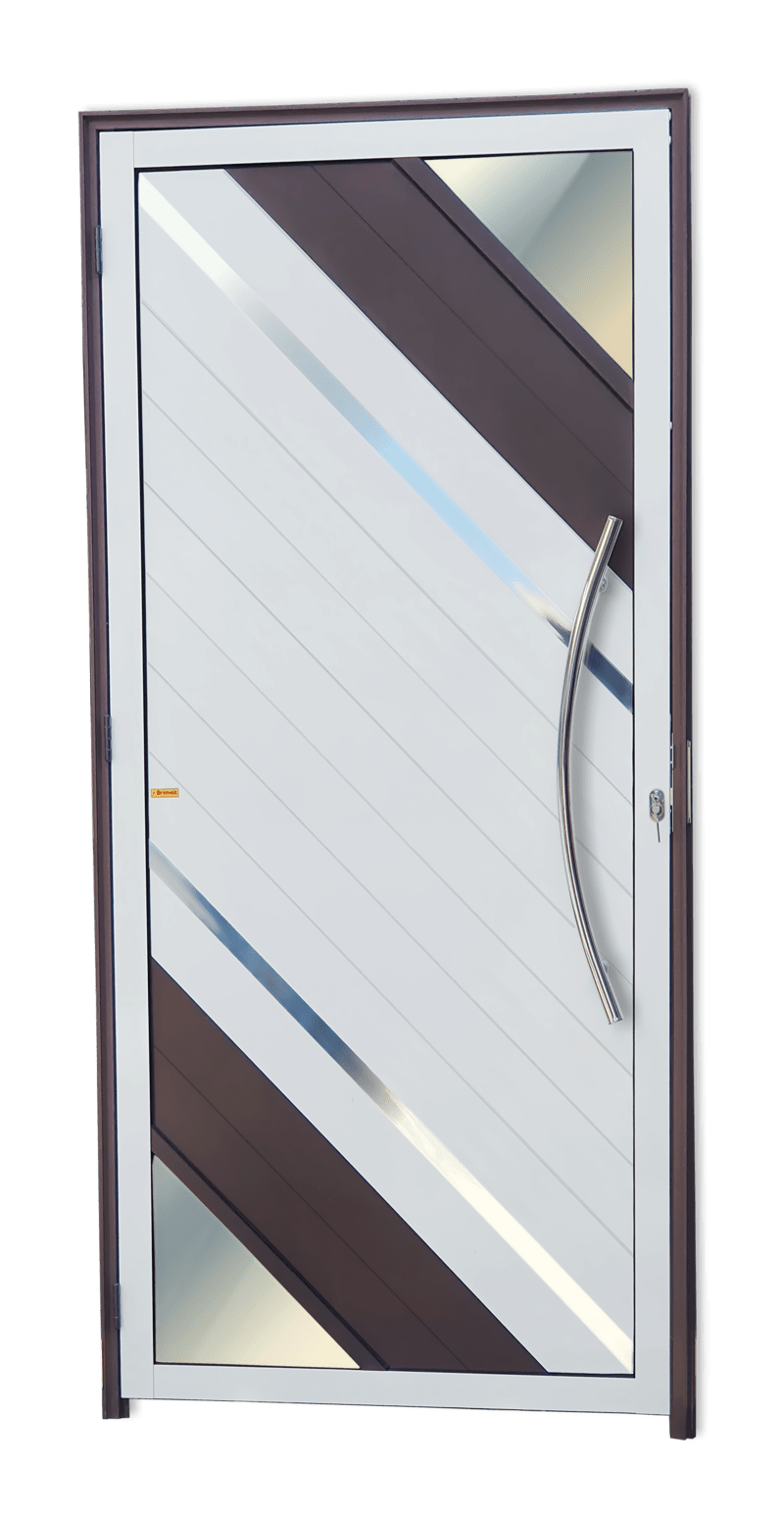 Porta de Alumínio Oasis c/Puxador Linha Super-25 Mix Corten