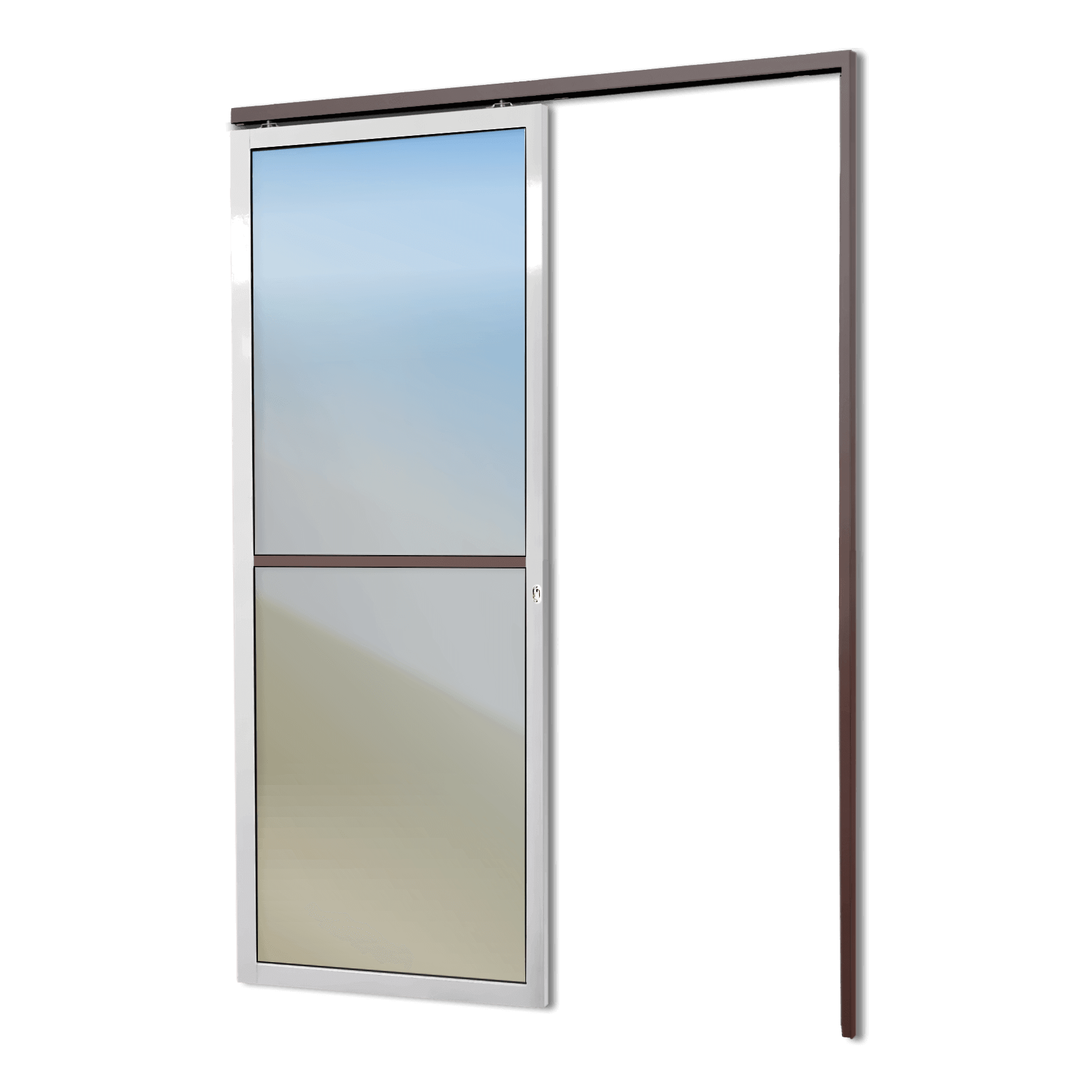 Porta de Alumínio Suspensa Vidrão Linha L-25 Mix Corten