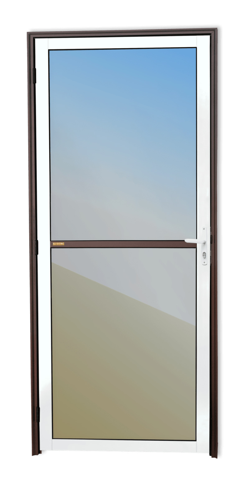 Porta de Alumínio Vidrão Linha Super-25 Mix Corten