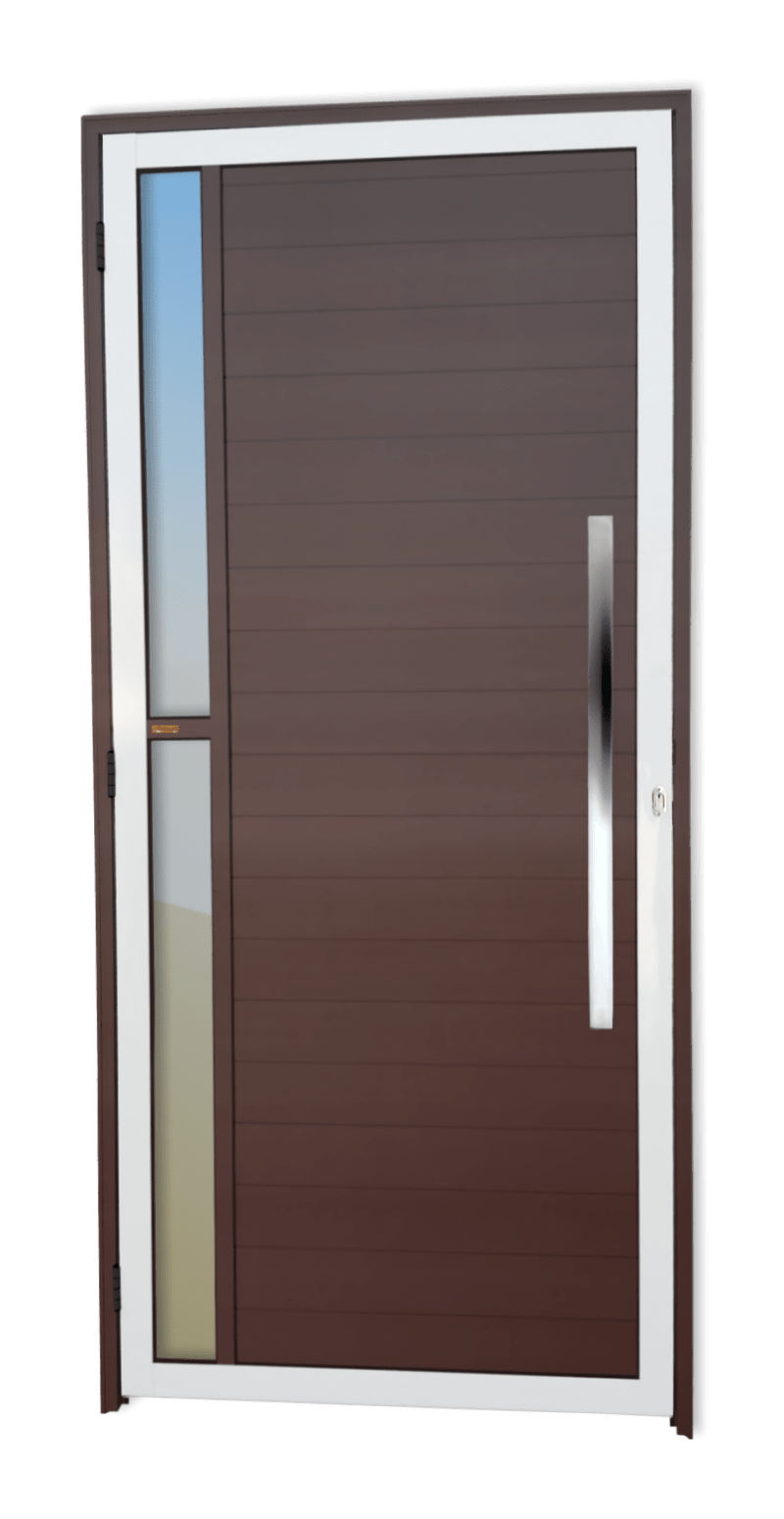 Porta de Alumínio Visione c/Puxador Linha Super-25 Mix Corten