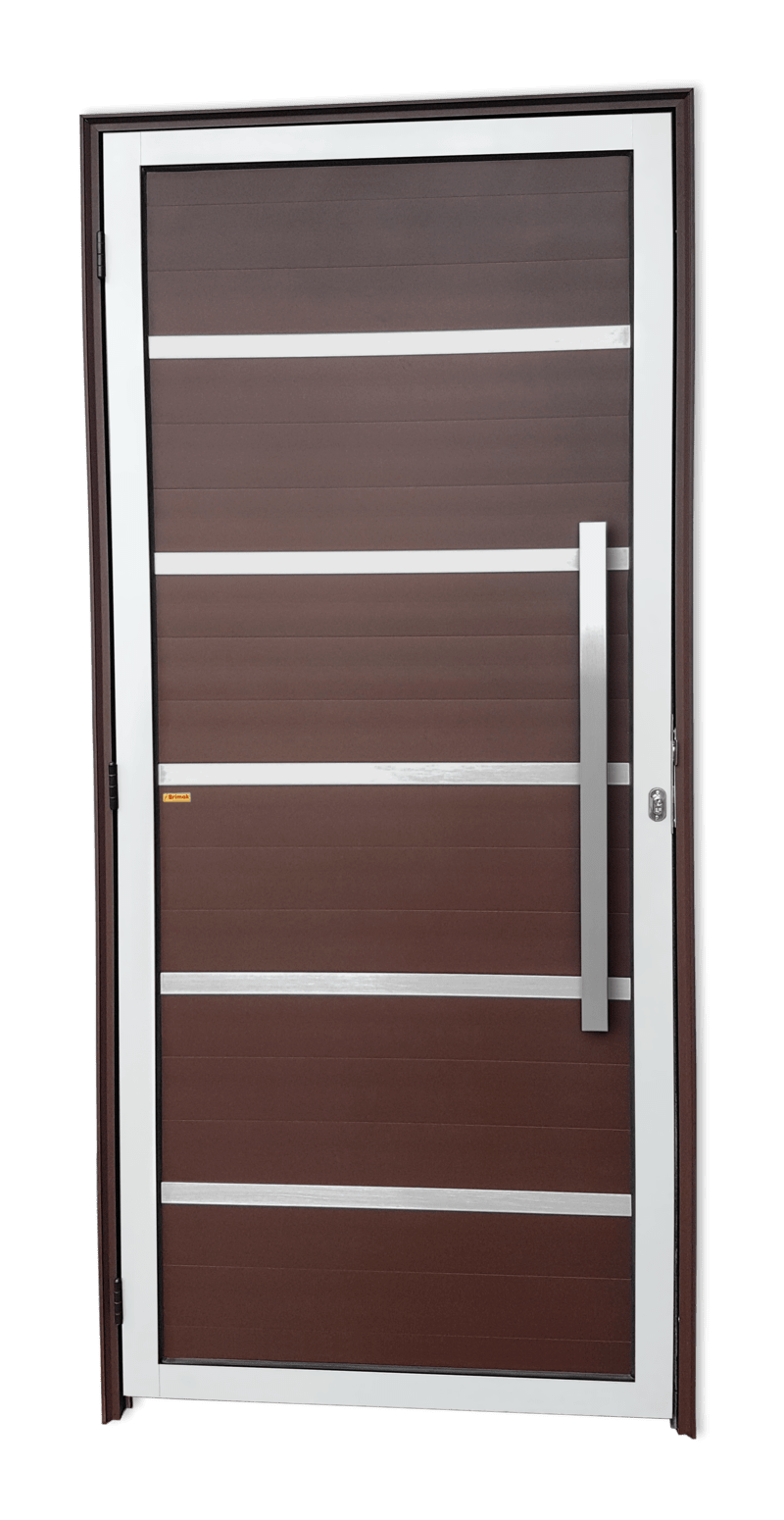 Porta de Alumínio Premium c/Puxador Linha Super-25 Mix Corten
