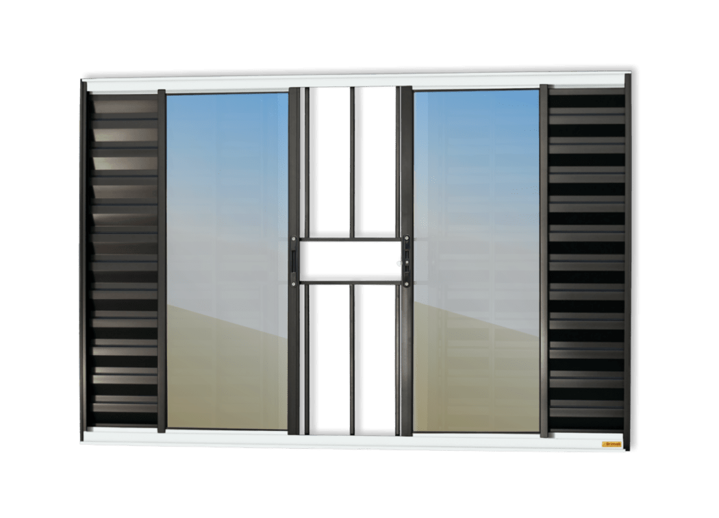 Veneziana de Alumínio 6 Folhas com grade Mix Preto