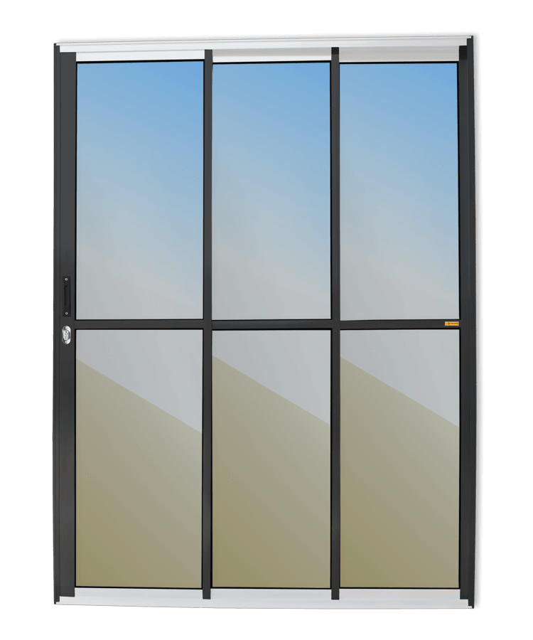Porta Correr de Alumínio 3 Folhas Mix Preto