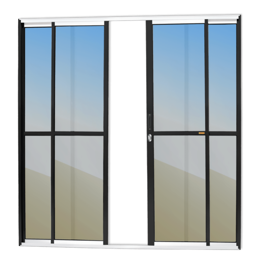 Porta Correr de Alumínio 4 Folhas Mix Preto