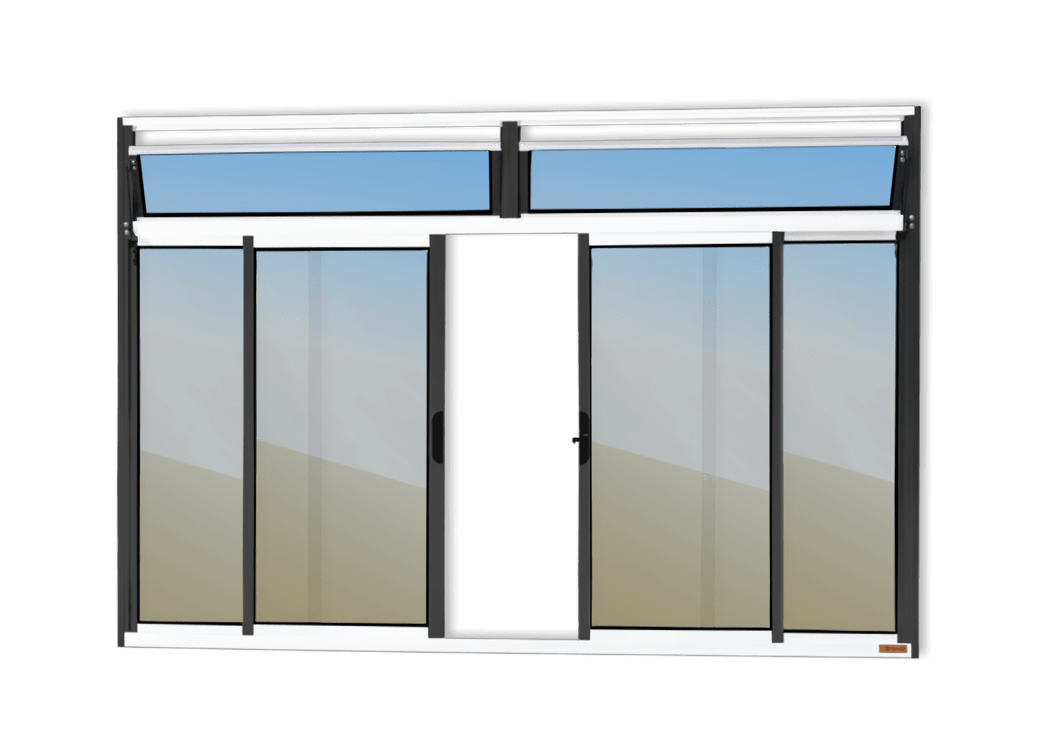 Janela de alumínio 4 Folhas c/basc s/grade Mix Preto