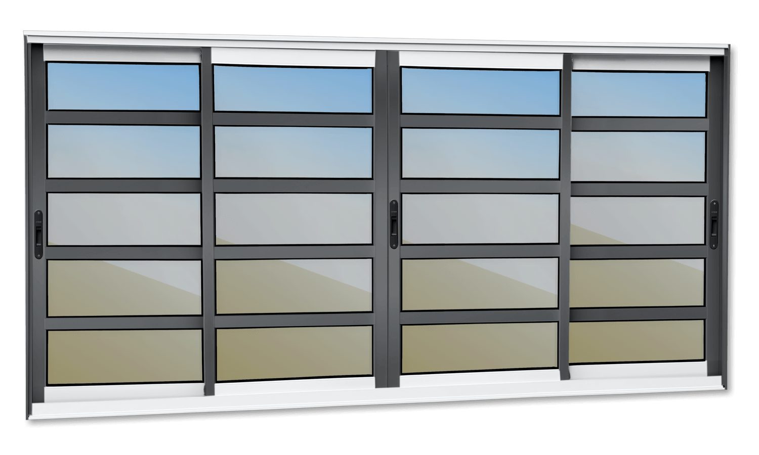 Janela de Alumínio 4 Folhas com Travessas Elite Mix Preto