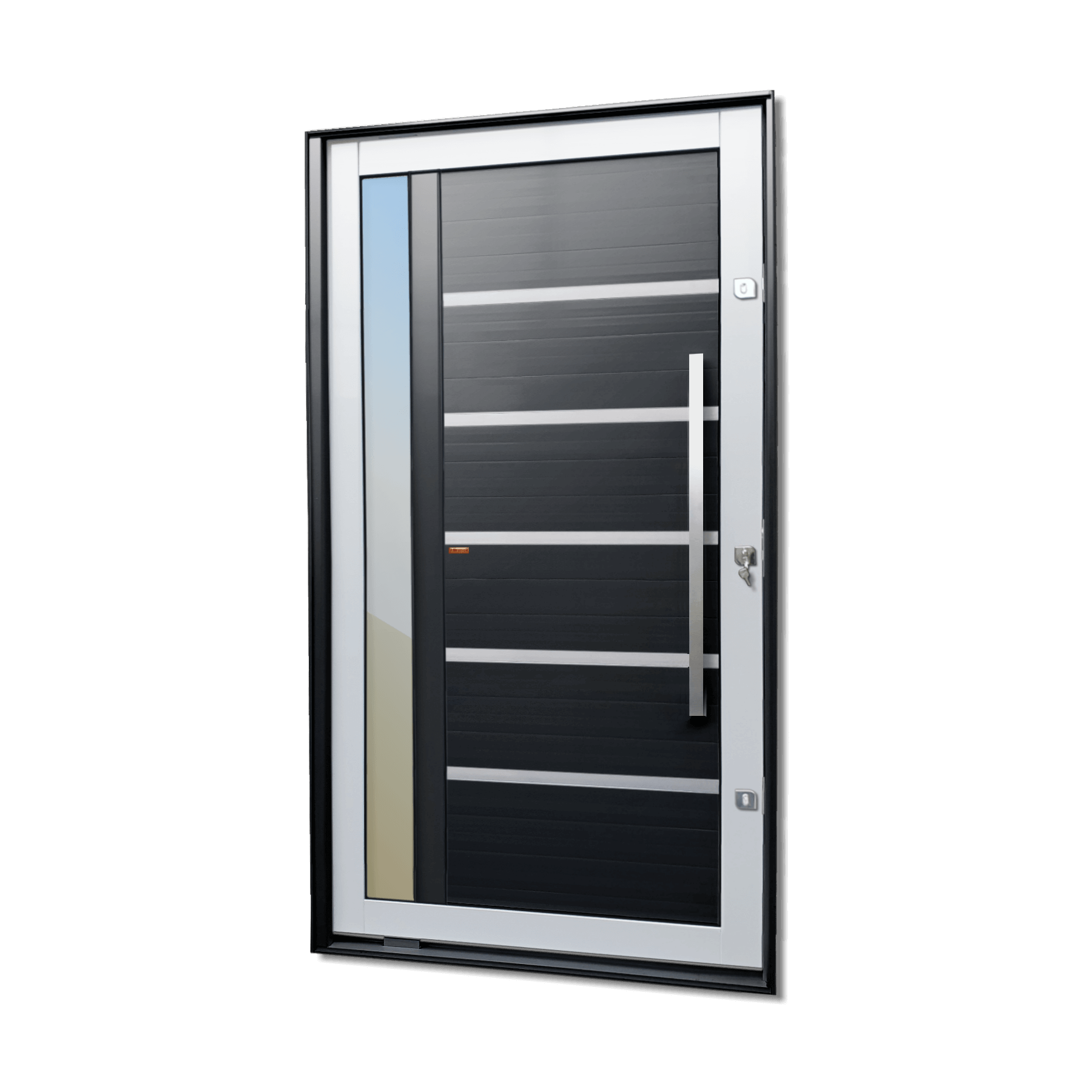Porta Pivotante de Alumínio Miraggio c/Puxador Linha Elite Mix Preto