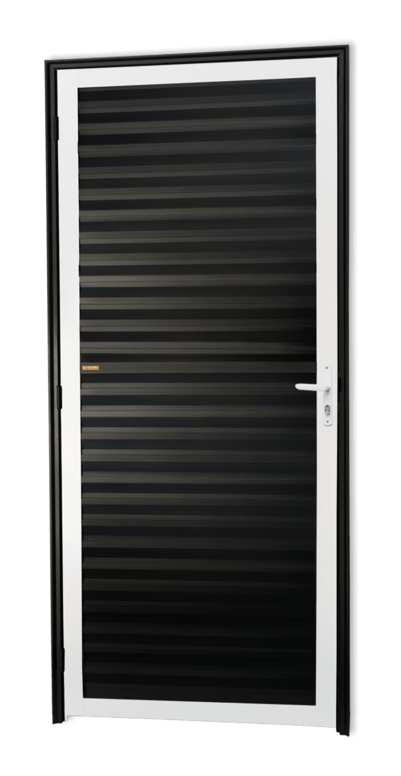 Porta de Alumínio Fechada Linha Super-25 Mix Preto