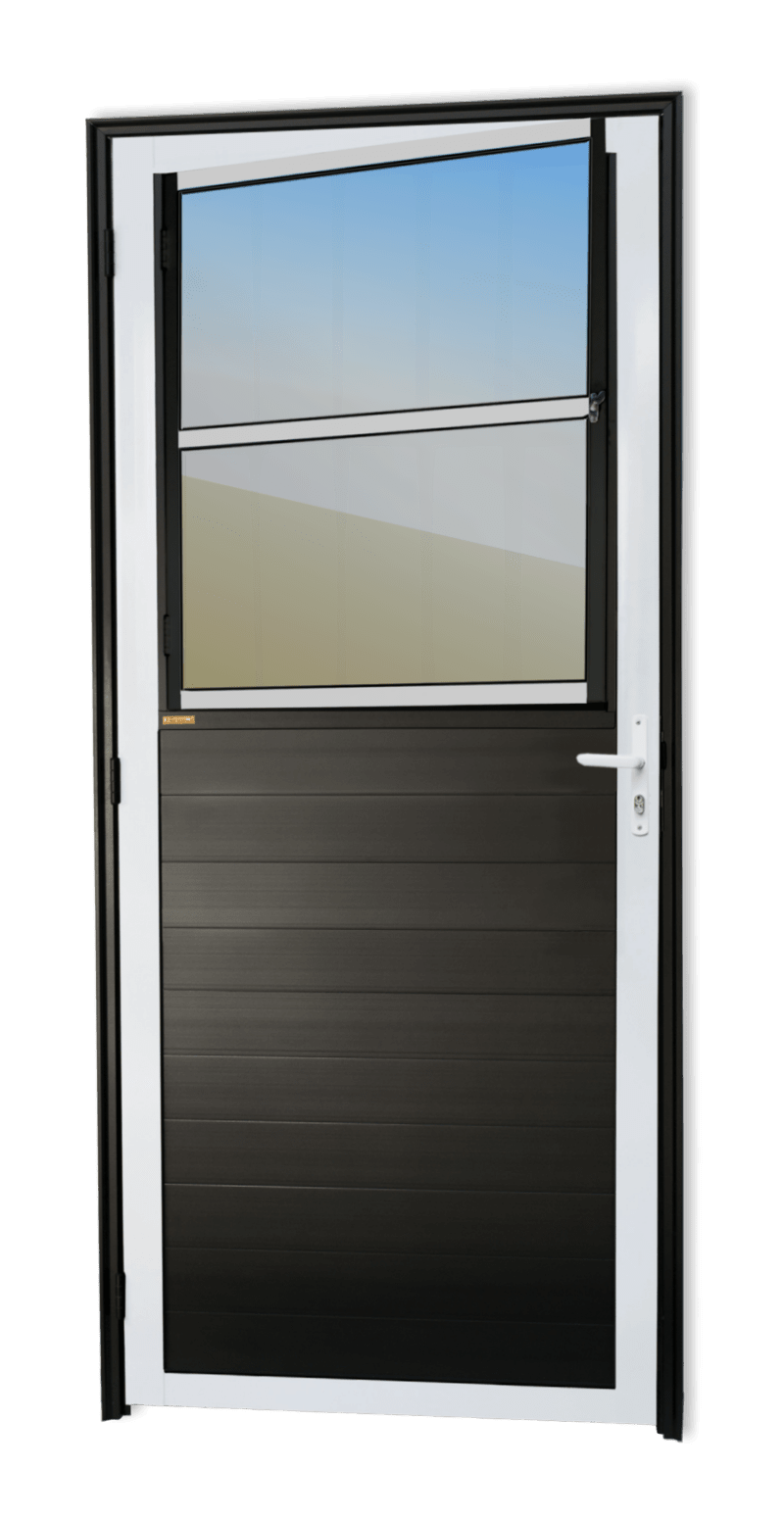 Porta de Alumínio Lambril c/grade Linha Super-25 Mix Preto