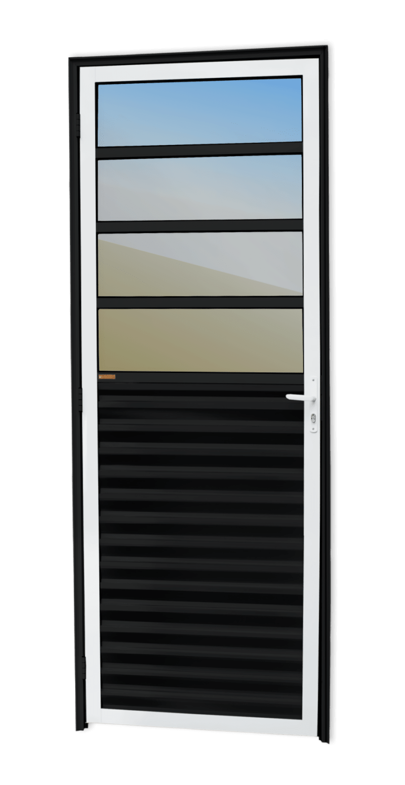 Porta de Alumínio Cozinha Linha L-25 Mix Preto