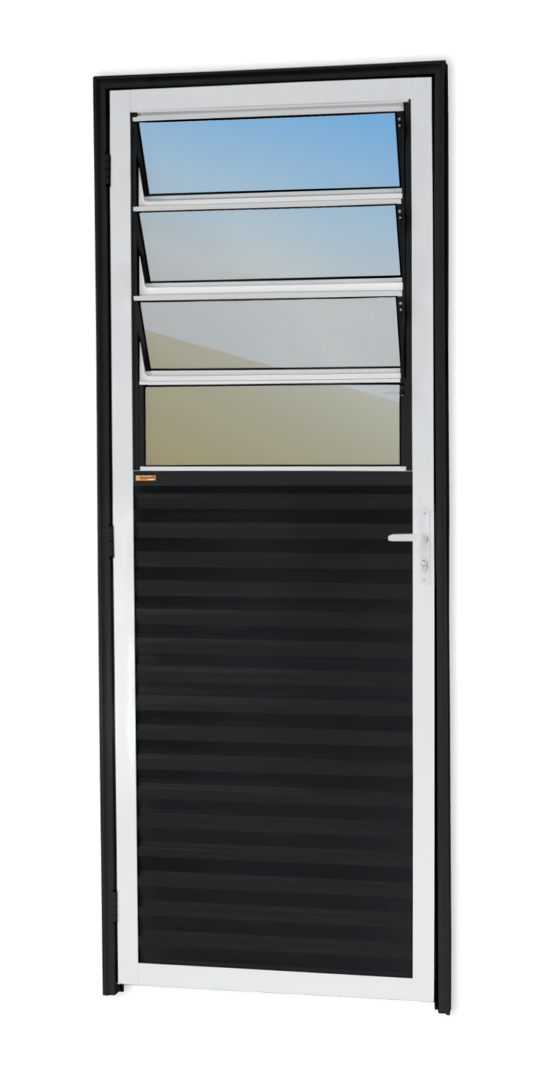 Porta de Alumínio Basculante Linha L-25 Mix Preto