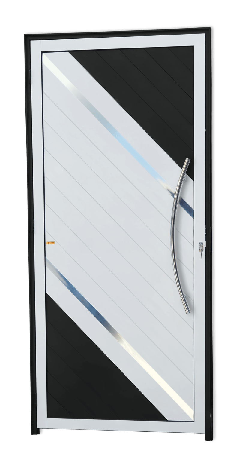 Porta de Alumínio Duna c/Puxador Linha Super-25 Mix Preto