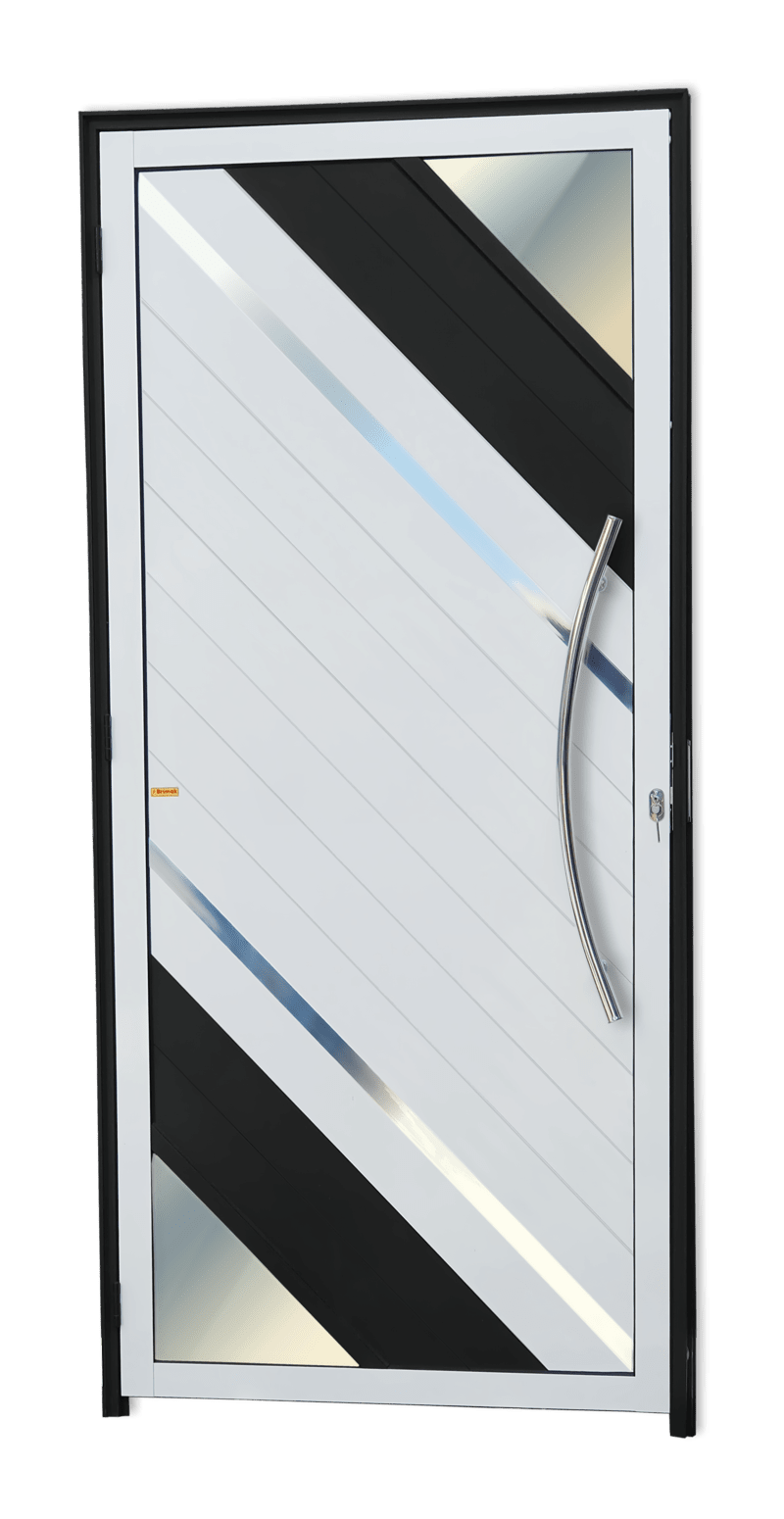 Porta de Alumínio Oasis c/Puxador Linha Super-25 Mix Preto