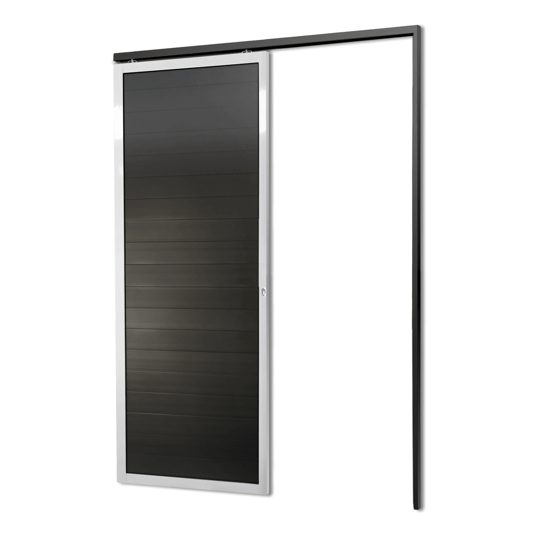 Porta de Alumínio Suspensa Lambril Linha L-25 Mix Preto