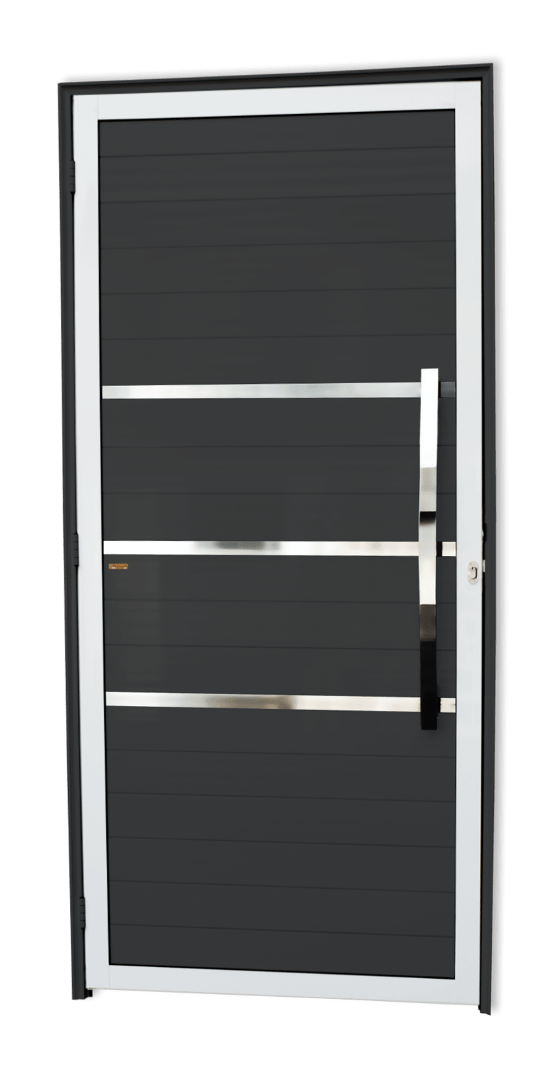 Porta de Alumínio Evolution c/Puxador Linha Super-25 Mix Preto