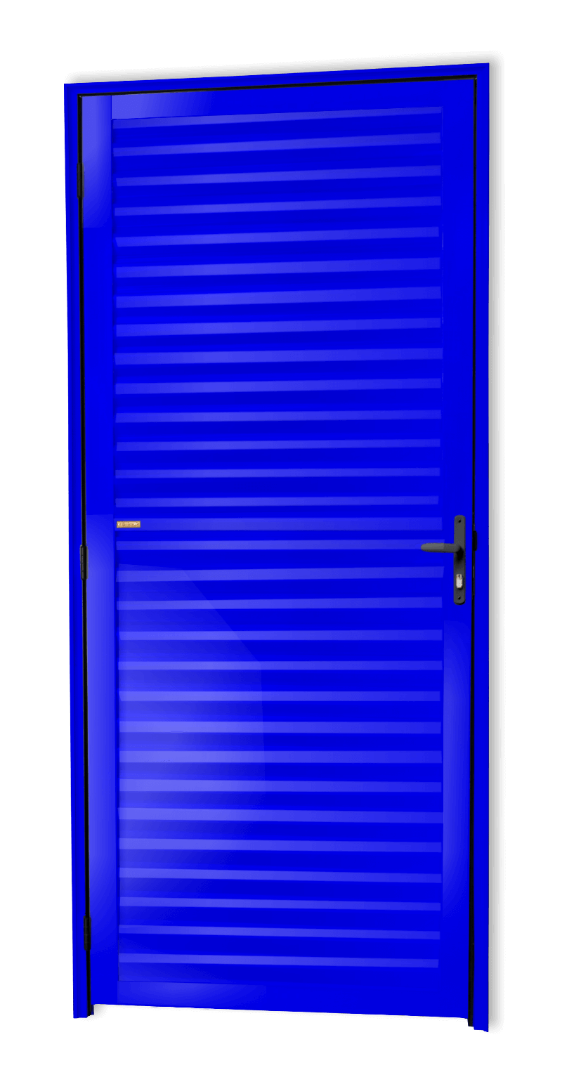 Porta de Alumínio Fechada Linha Super-25 Azul