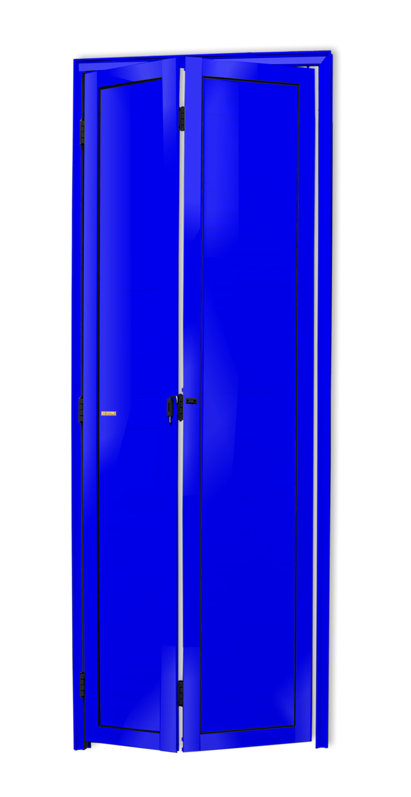 Porta de Alumínio Camarão Lambril Linha L-25 azul