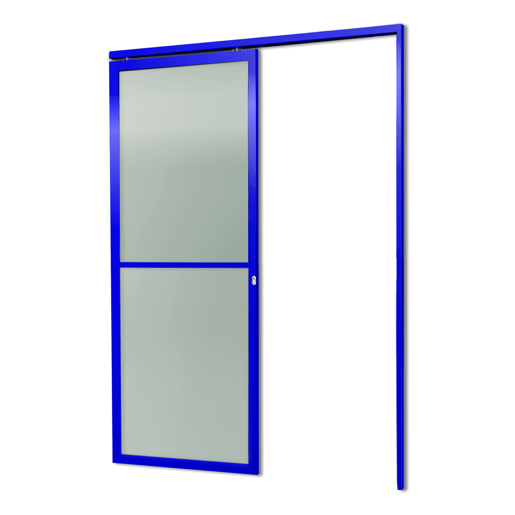 Porta de Alumínio Suspensa Vidrão Linha L-25 Azul