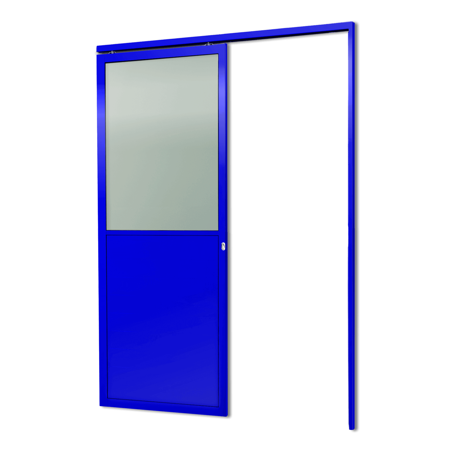 Porta de Alumínio Suspensa Meia Lambril Linha L-25 Azul