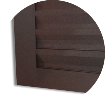 detalhe do canto inferior da folha da porta suspensa Corten