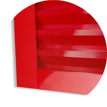 detalhe do canto inferior da folha da porta suspensa Vermelho