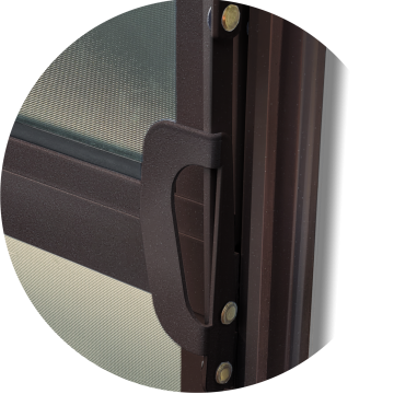 detalhe alavanca de acionamento e mecanismo de abertura Corten