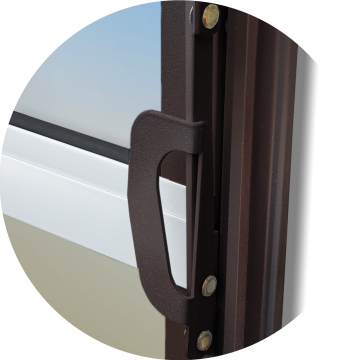 detalhe alavanca de acionamento e mecanismo de abertura Mix Corten