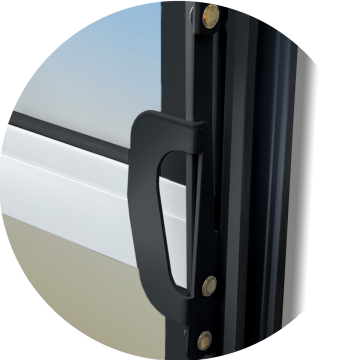 detalhe alavanca de acionamento e mecanismo de abertura Mix Preto