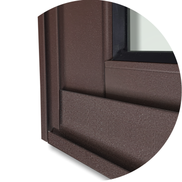 detalhe do canto inferior da janela integrada ou veneziana Corten