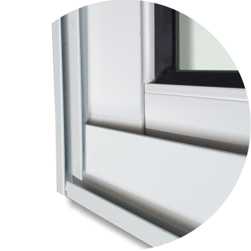 detalhe do canto inferior da janela integrada ou veneziana Branco