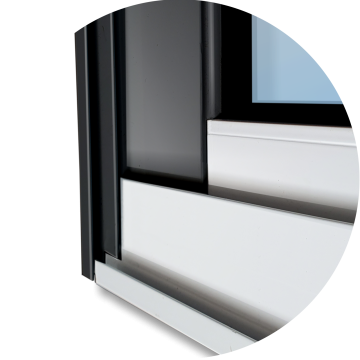 detalhe do canto inferior da janela integrada ou veneziana Mix Preto