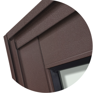 detalhe do canto superior da janela integrada ou veneziana Corten